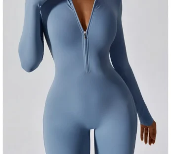 Yoga Jumpsuit Women Seamless Sports Zipper Jumpsuit Set Gym Long Sleeve Fitness Suit