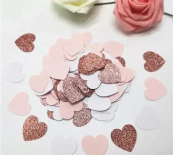 100pcs Glittler Rose Gold 3cm Heart Paper Confetti Wedding Card