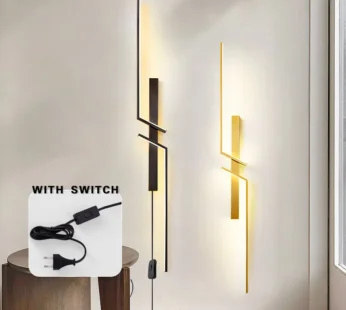 Nordic Black Gold LED Wall Lights with EU/US Plug Switch AC85-265V Interior Bedroom