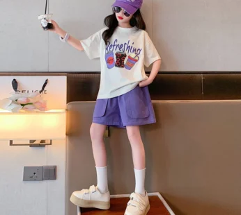 Children’s Top and Bottom Clothes Set Korean Version 2024 Summer New Trendy Girls